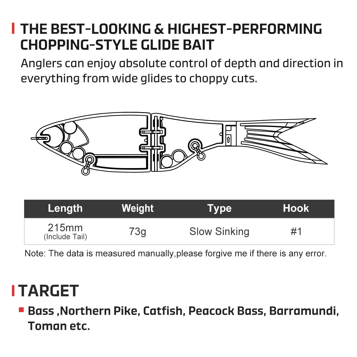 Noeby 215mm 73gAmata Glide Swi - Fishing Lure Jerkbait ulasan dan harga